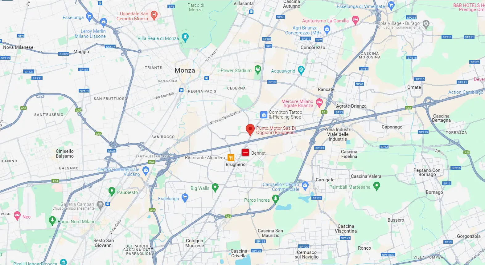 mappa -  punto motor viale lombardia 329 brugherio monza brianza